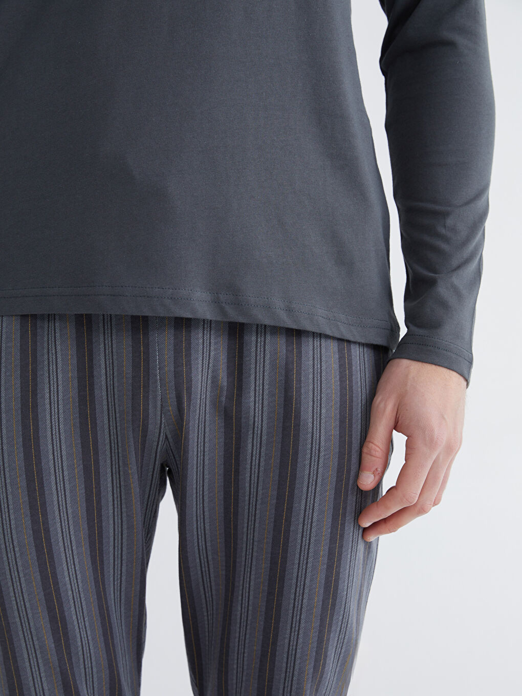 Antrasit Standart Kalıp Erkek Pijama Takımı-5