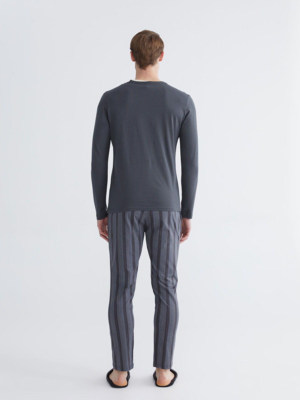 Antrasit Standart Kalıp Erkek Pijama Takımı-7