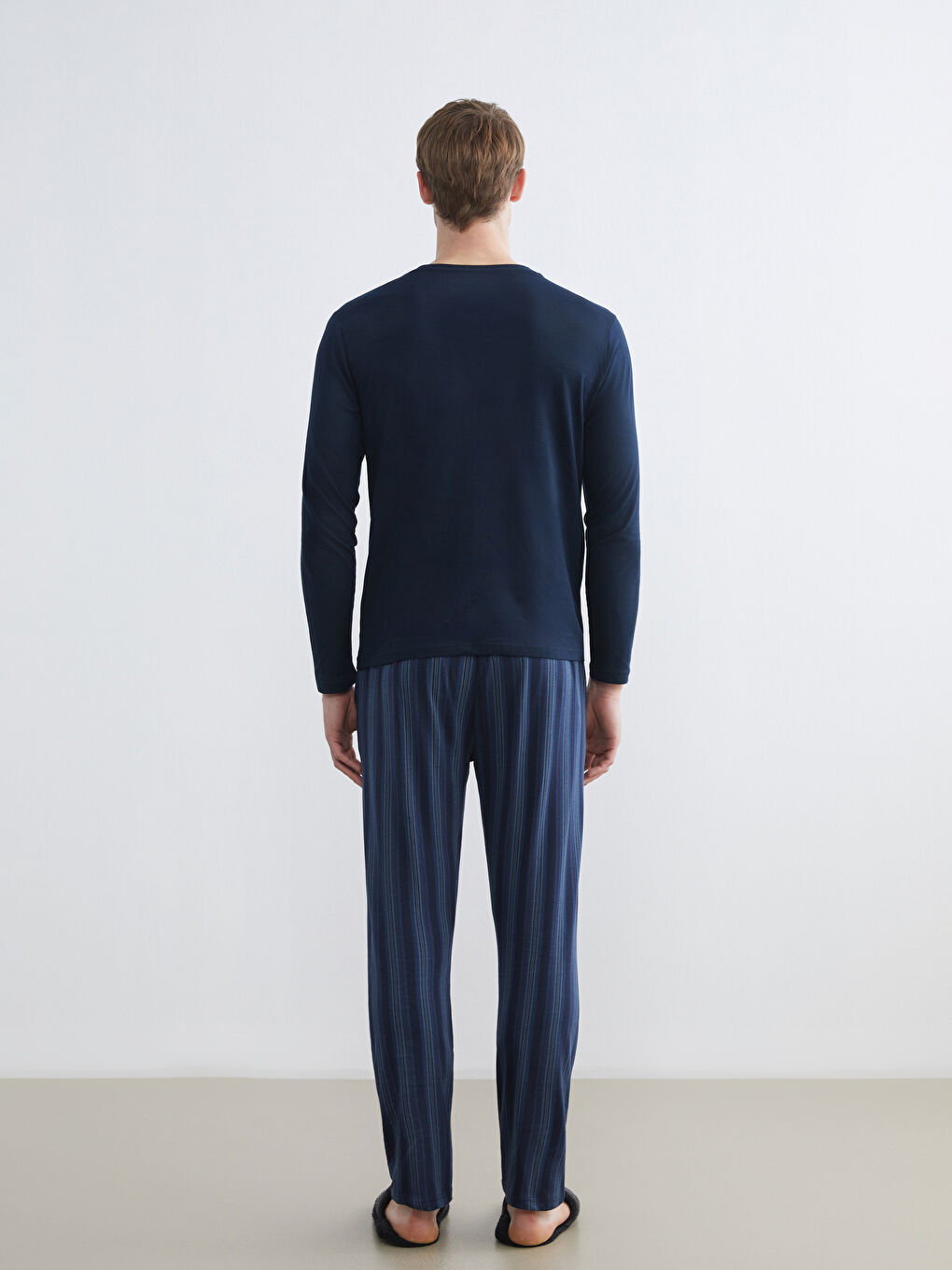 Lacivert Standart Kalıp Erkek Pijama Takımı-3