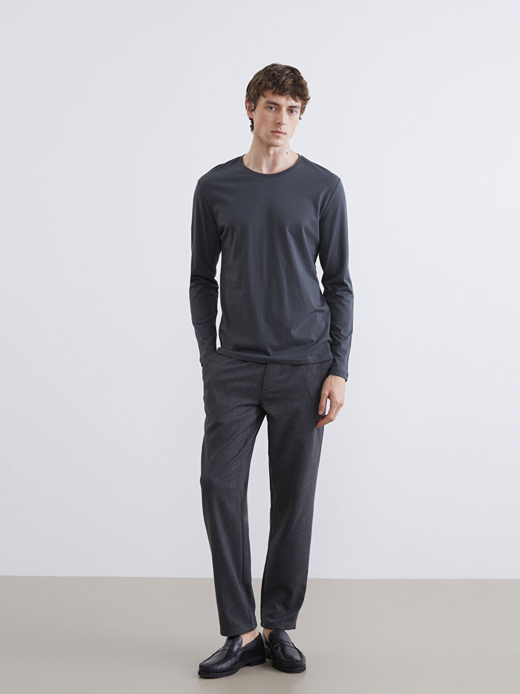 Antrasit Standart Kalıp Erkek Pijama Takımı-2