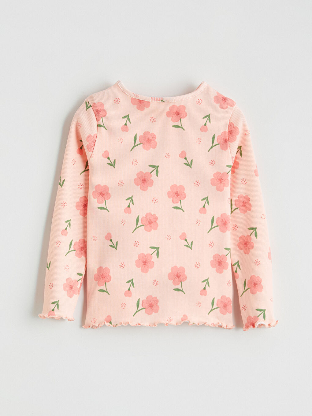 Pembe Bisiklet Yaka Çiçekli Kız Bebek Tişört-1