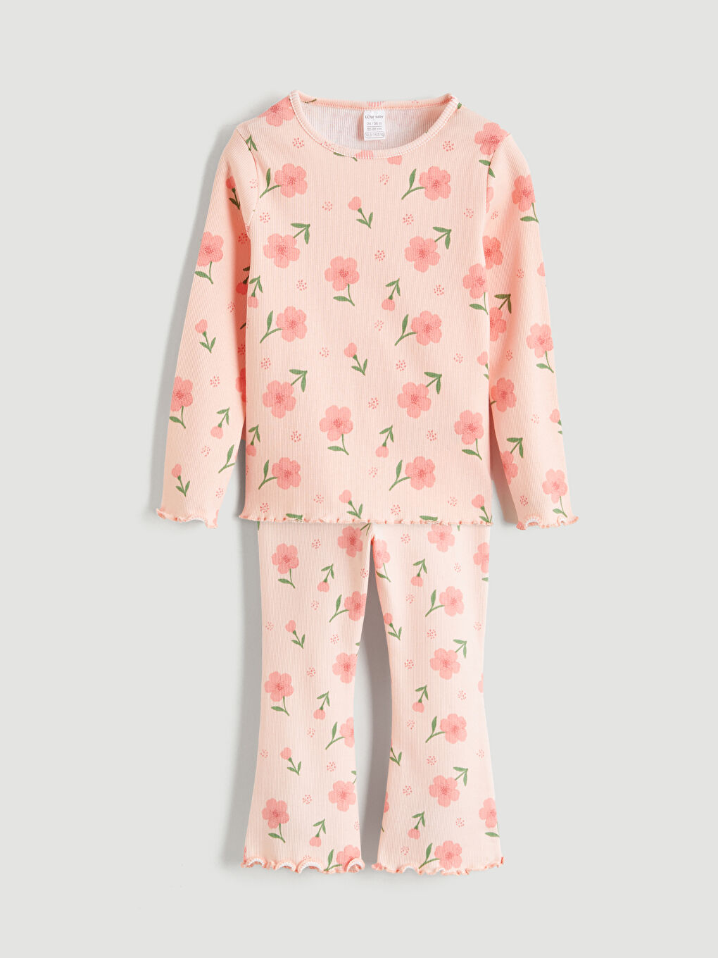 Pembe Fırfır Detaylı Kız Bebek Bluz ve Tayt