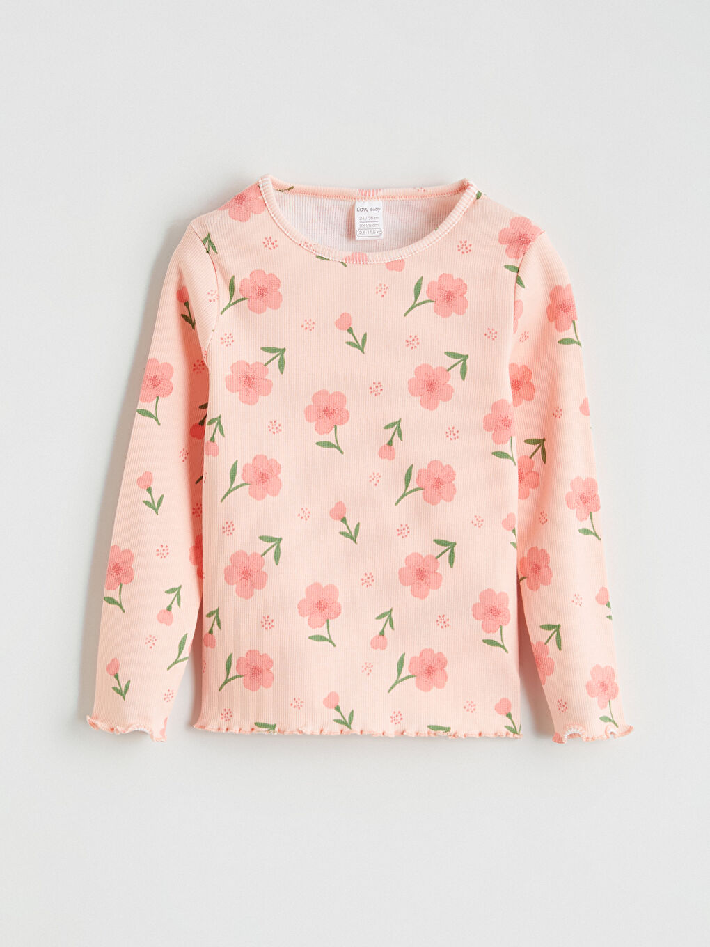 Pembe Fırfır Detaylı Kız Bebek Bluz ve Tayt-1