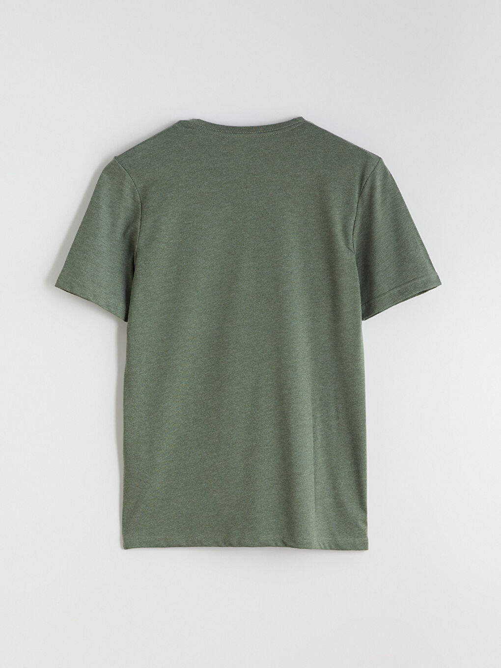 Haki V Yaka Penye Erkek Tişört-5