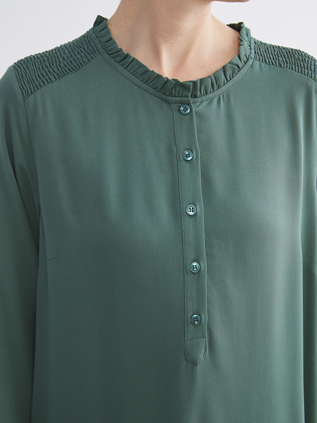 Ruffled Funnel Neck Women's Tunic-2