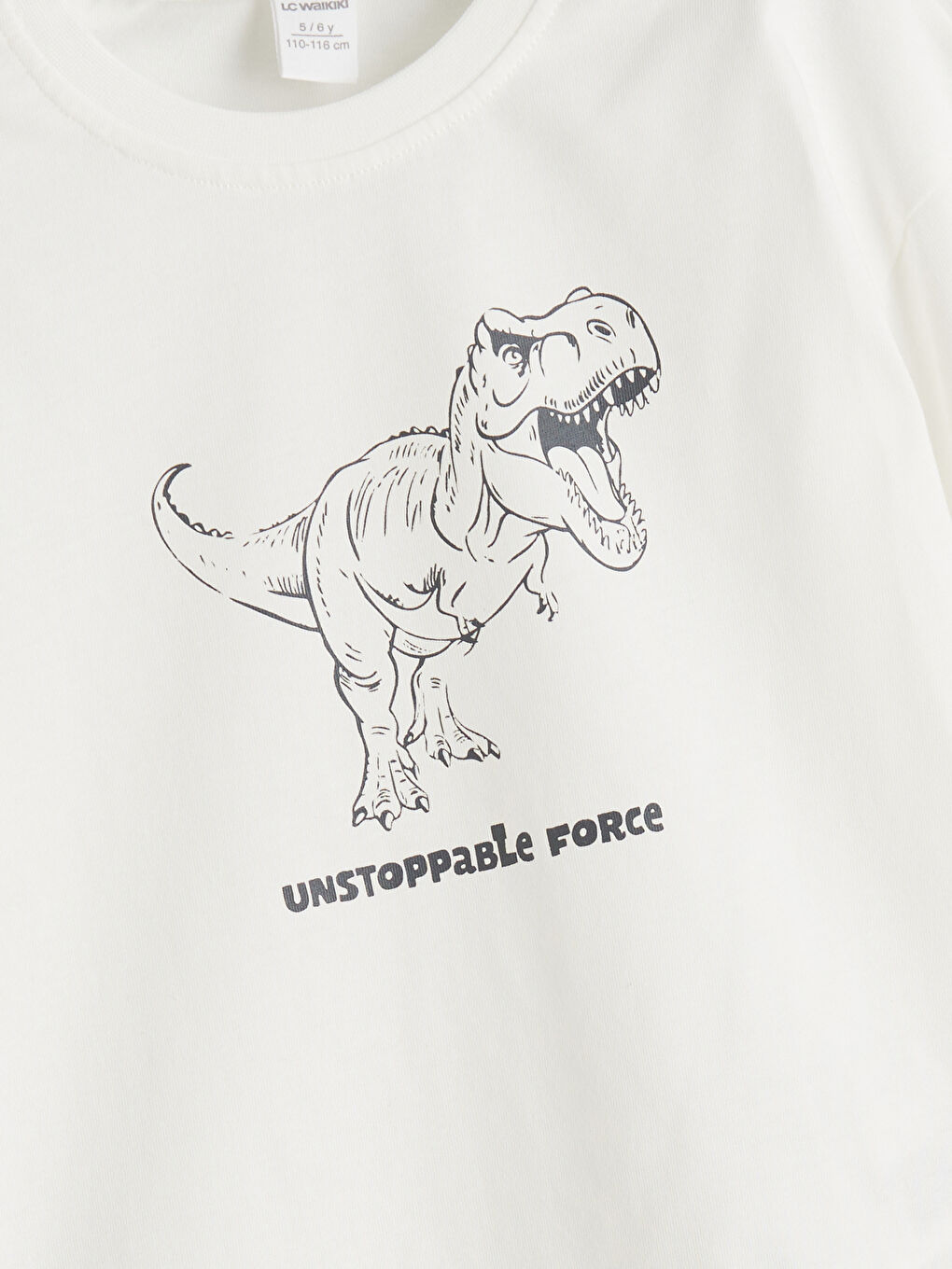 Ekru Dinozor Baskılı Erkek Çocuk Sweatshirt-2