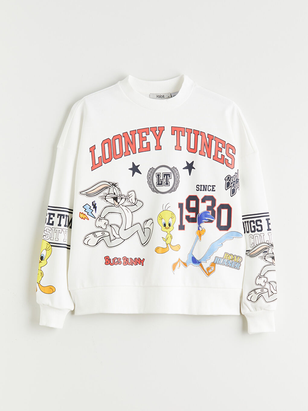 Ekru Bugs Bunny Baskılı Oversize Kadın Sweatshirt-4