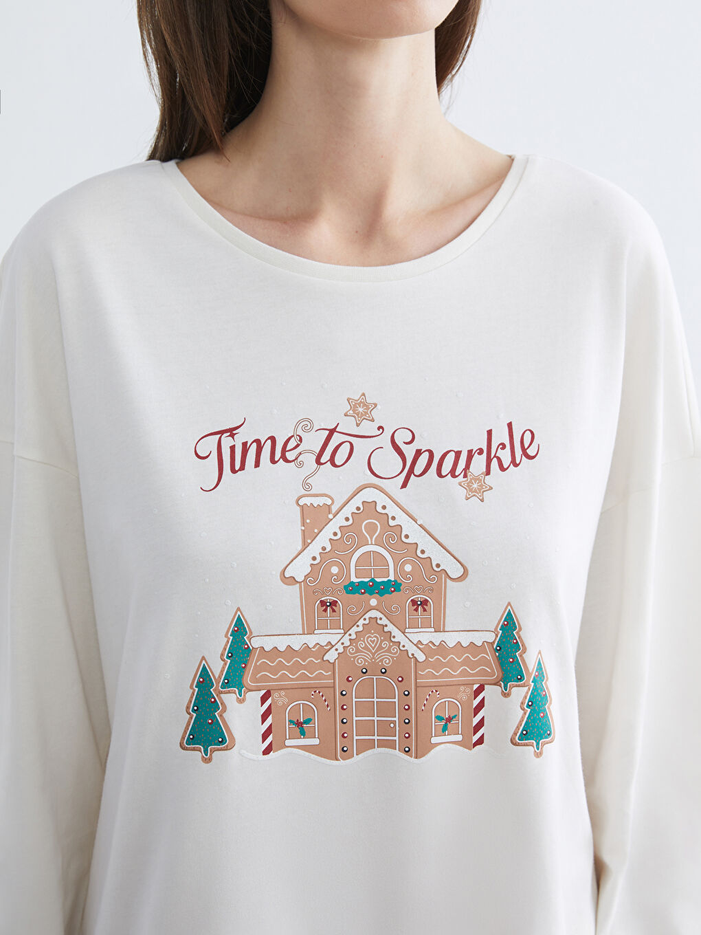 Crew Neck New Year Themed Women's Pyjama Set-2