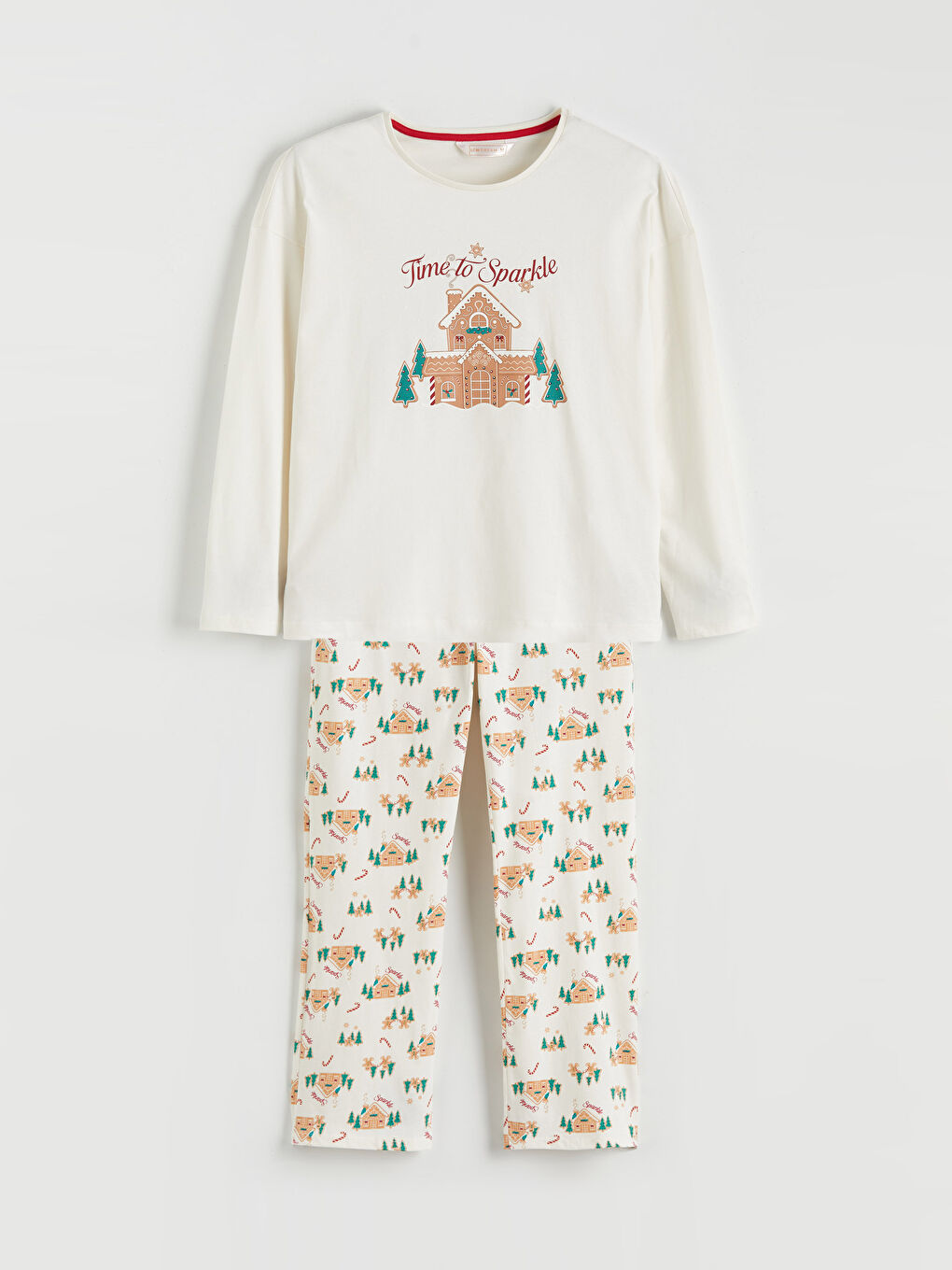 Crew Neck New Year Themed Women's Pyjama Set-4