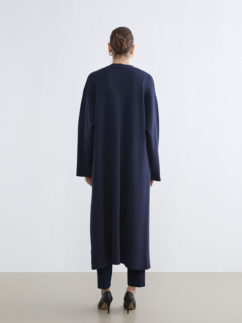 Lacivert Şal Yaka Oversize Kadın Triko Hırka-3