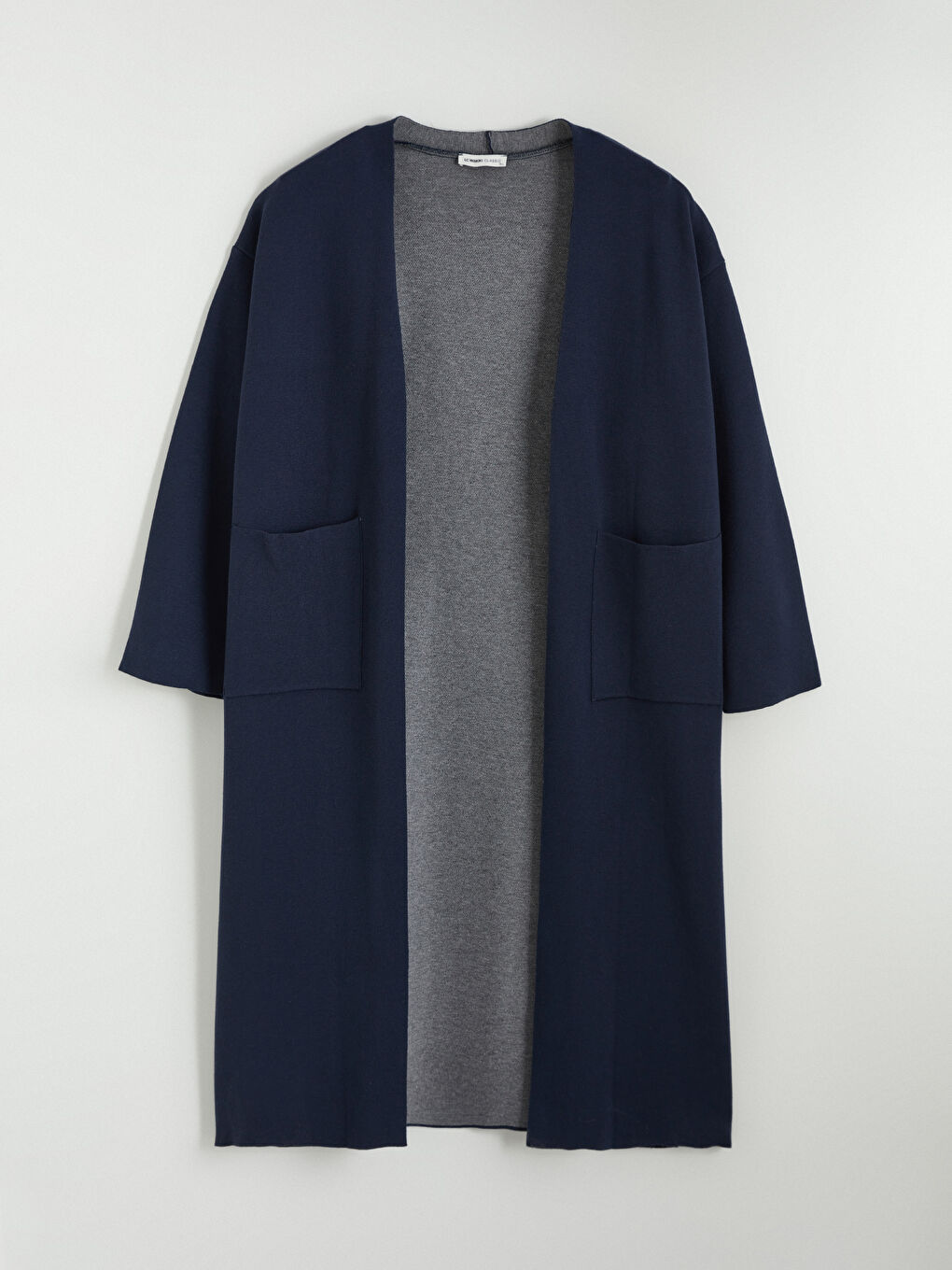 Lacivert Şal Yaka Oversize Kadın Triko Hırka-4