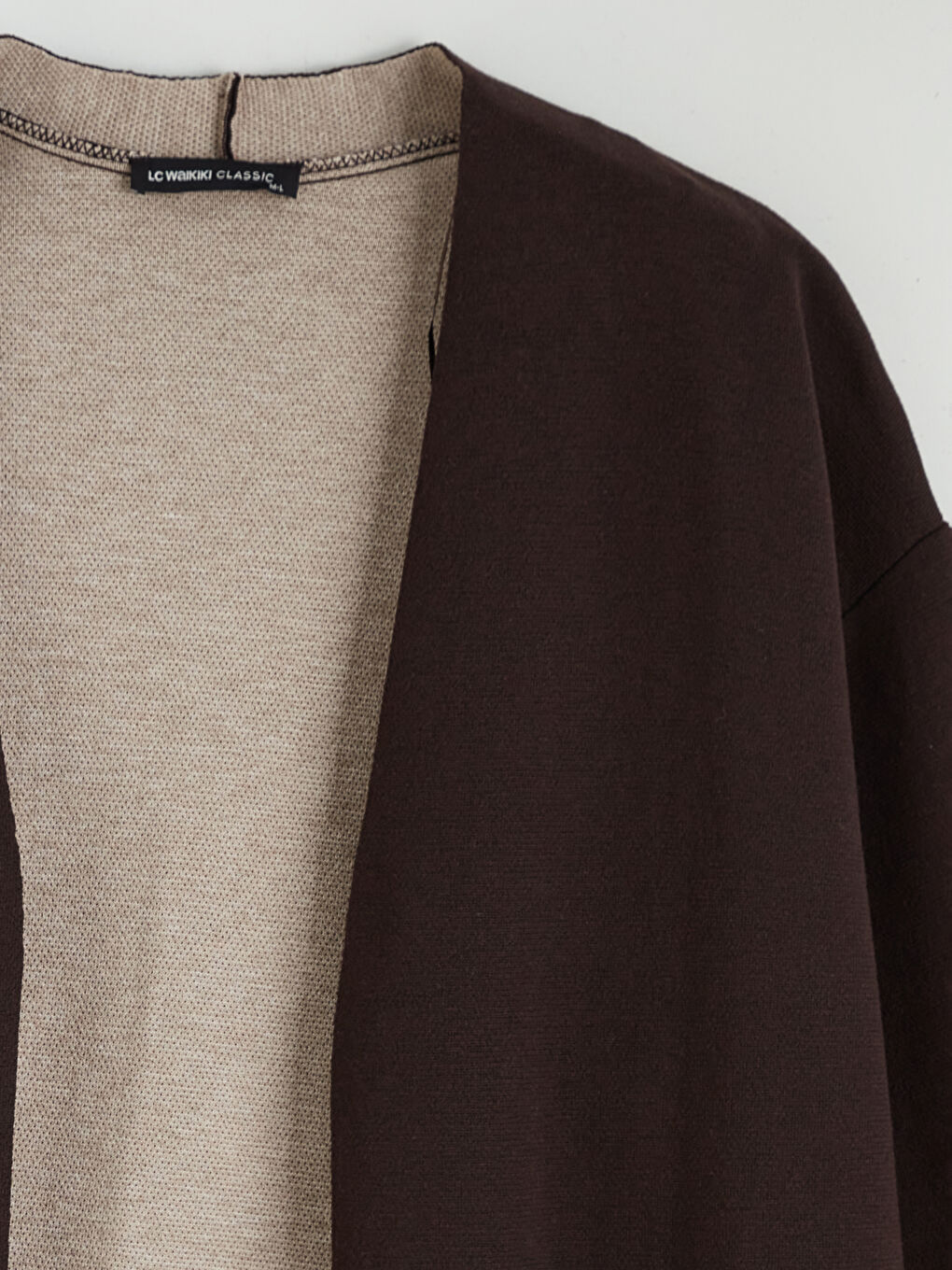 Kahverengi Şal Yaka Oversize Kadın Triko Hırka-5