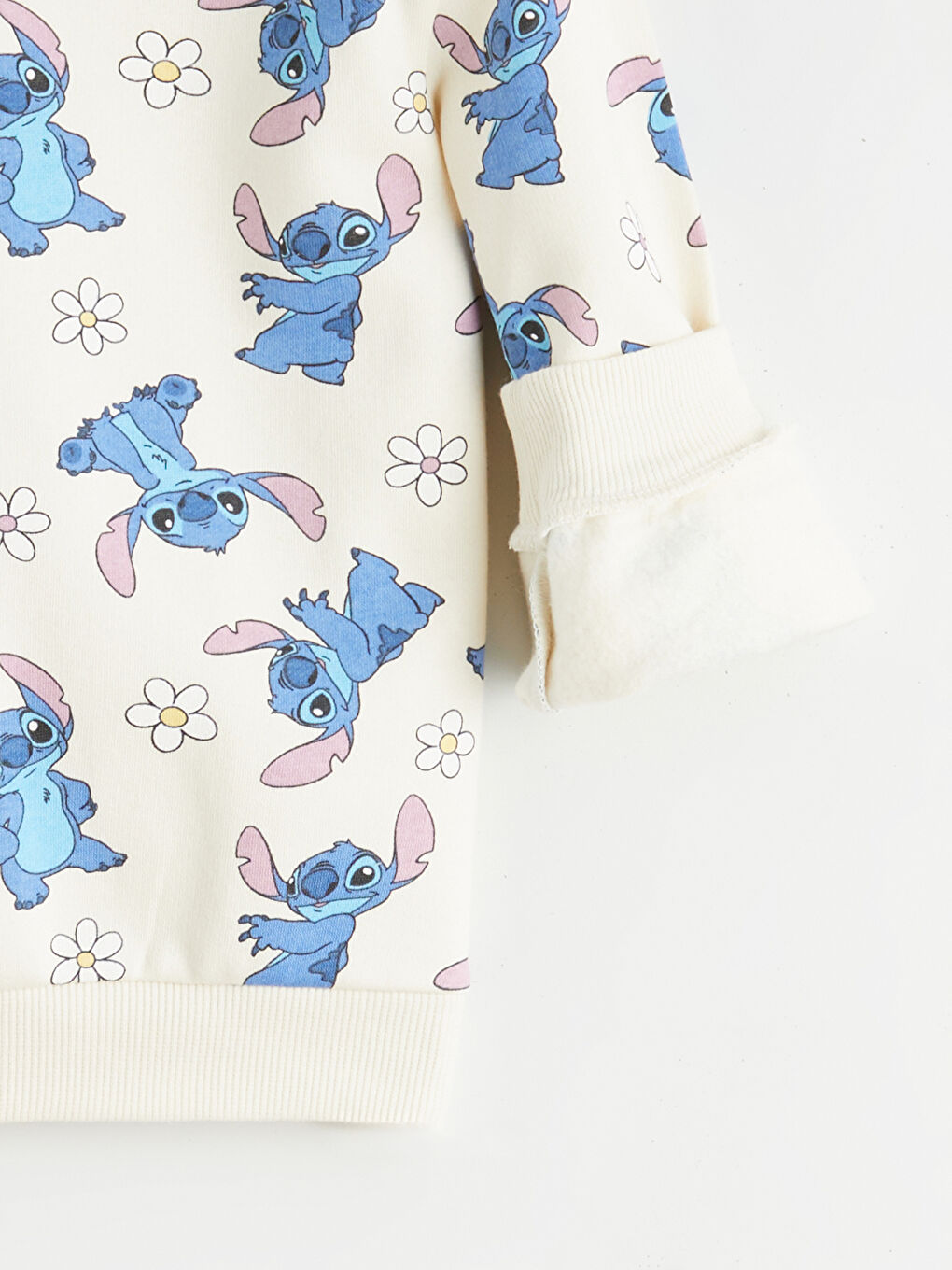 Crew Neck Lilo and Stitch Printed Girls' Sweatshirt-1