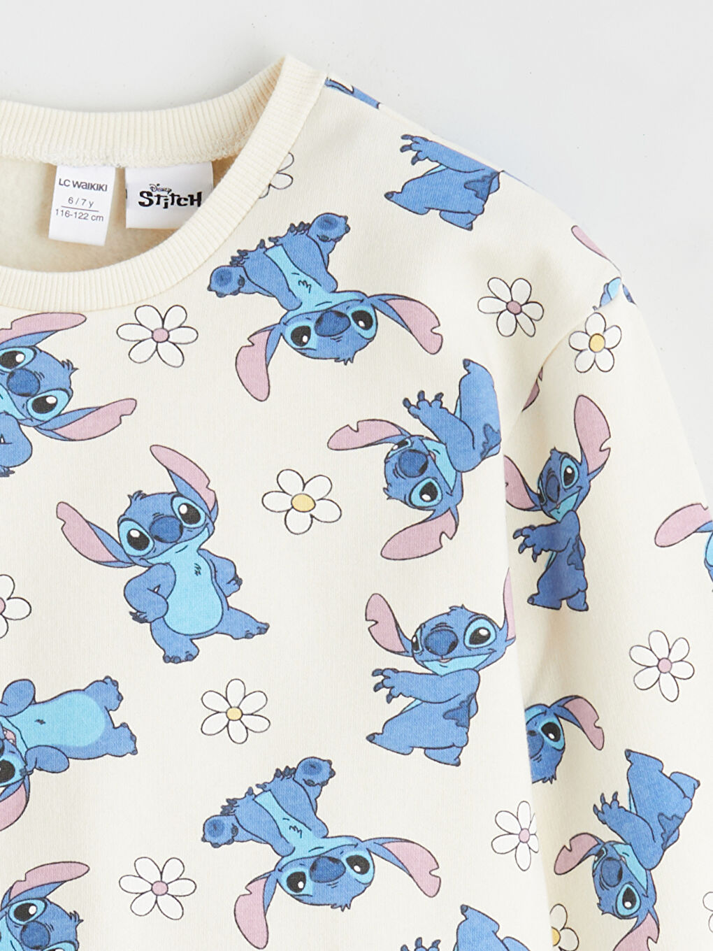 Crew Neck Lilo and Stitch Printed Girls' Sweatshirt-2