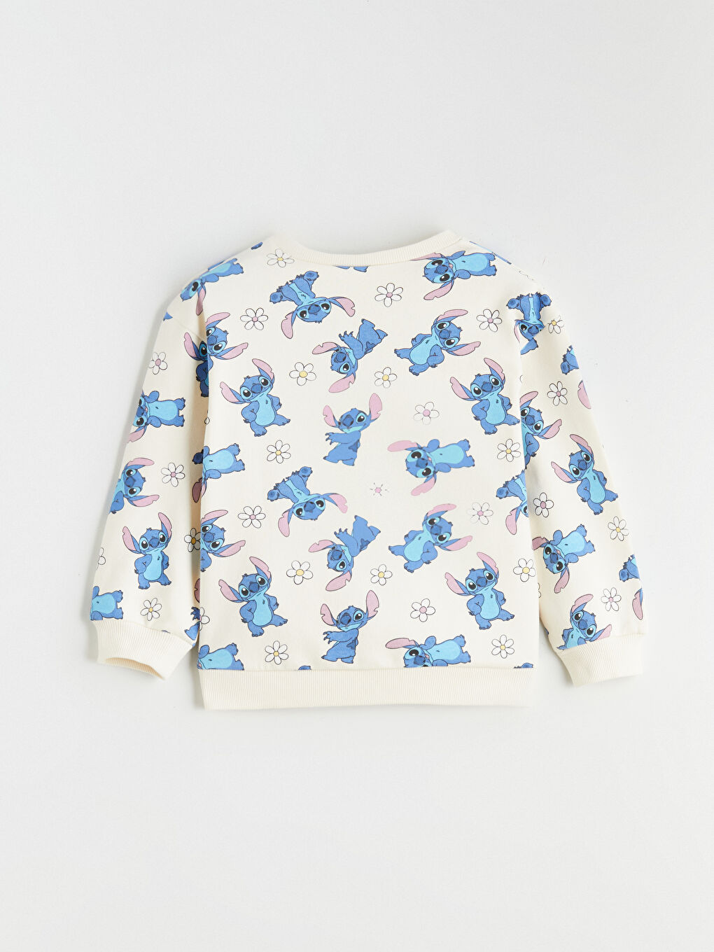 Crew Neck Lilo and Stitch Printed Girls' Sweatshirt-3