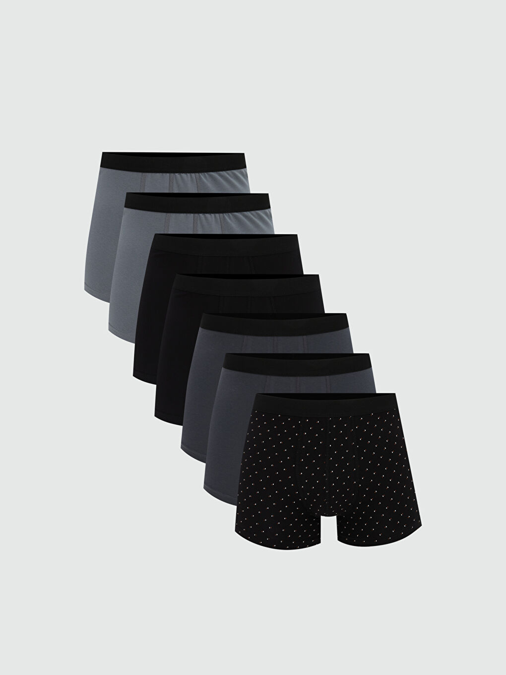 Siyah Standart Kalıp Pamuklu Esnek Erkek Boxer 7'li