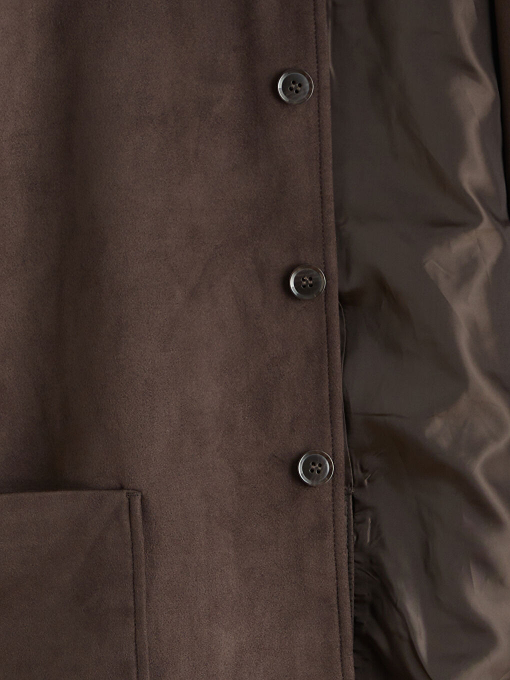 Kahverengi Standart Kalıp Dik Yaka Süet Erkek Mont-6