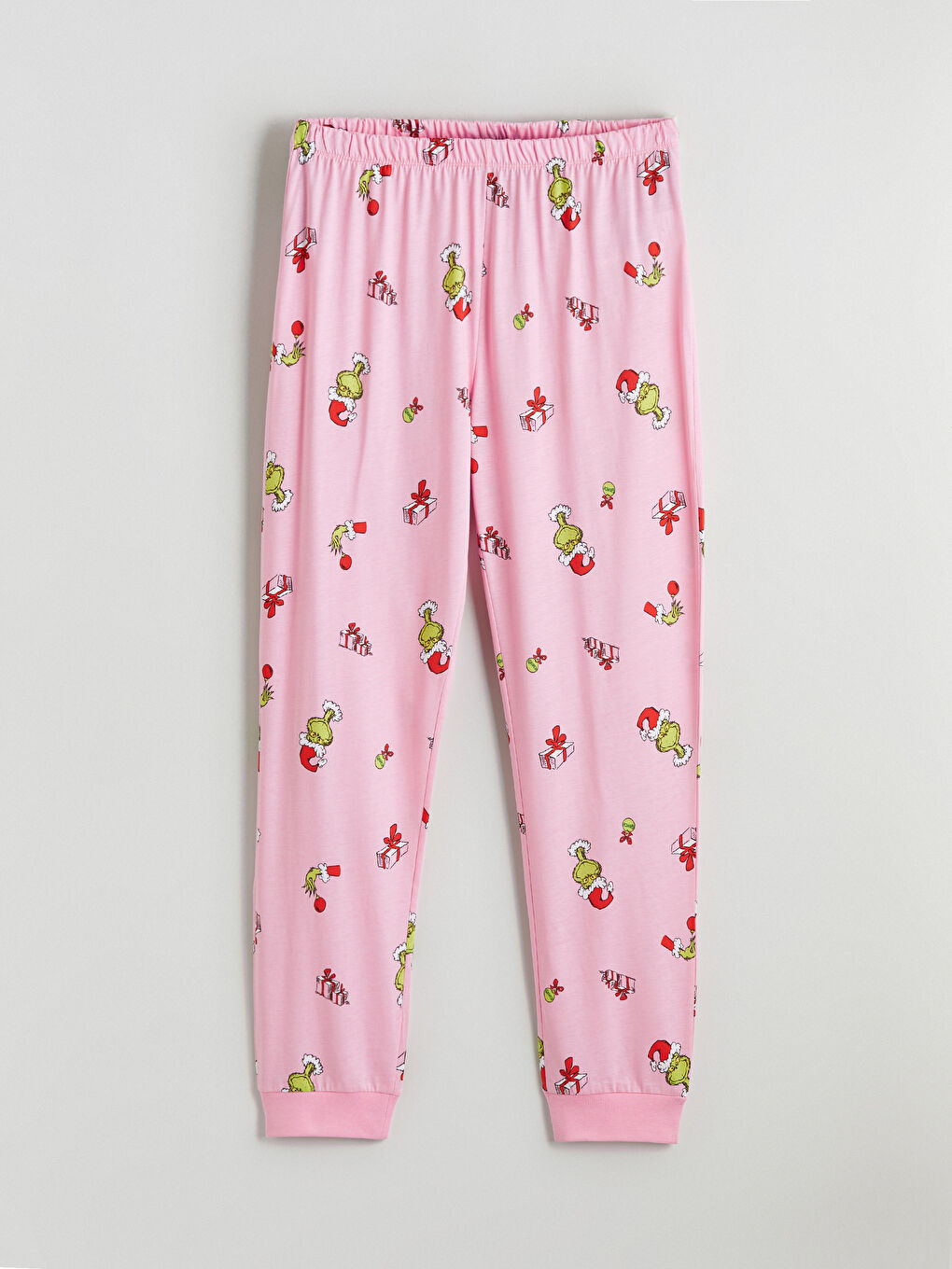 Pembe Grinch Baskılı Kadın Jogger Pijama Altı