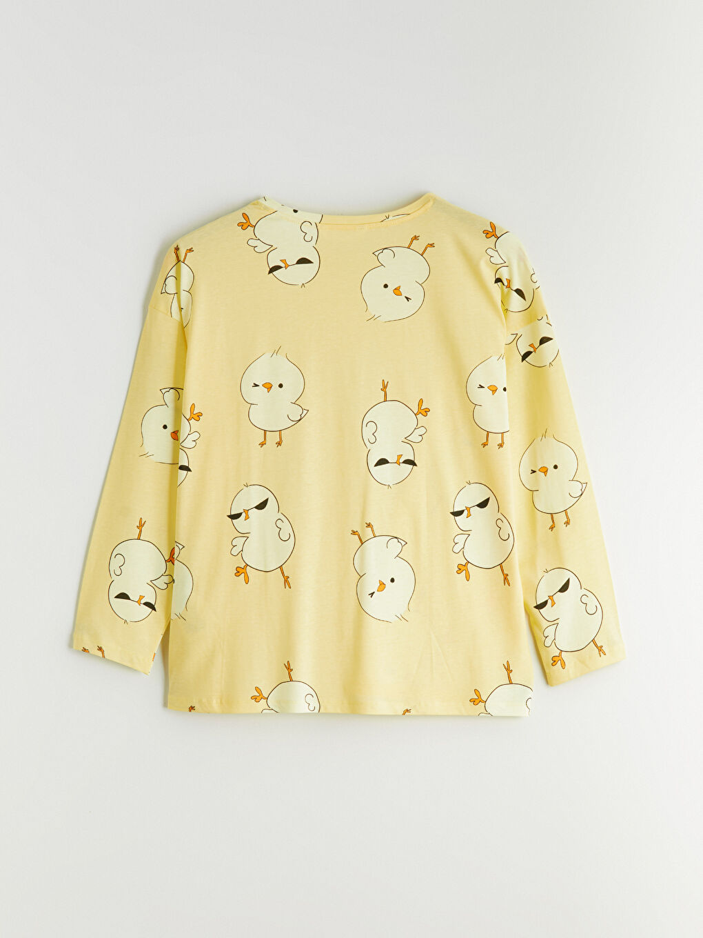 Sarı Büyük Beden Civciv Baskılı Kadın Pijama Takımı-4