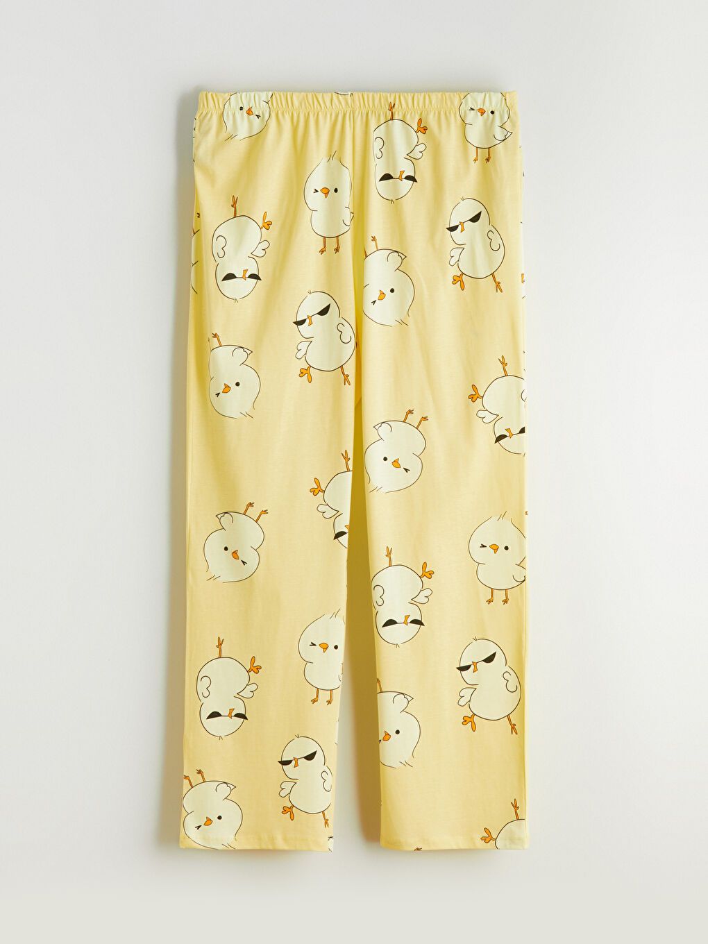 Sarı Büyük Beden Civciv Baskılı Kadın Pijama Takımı-5