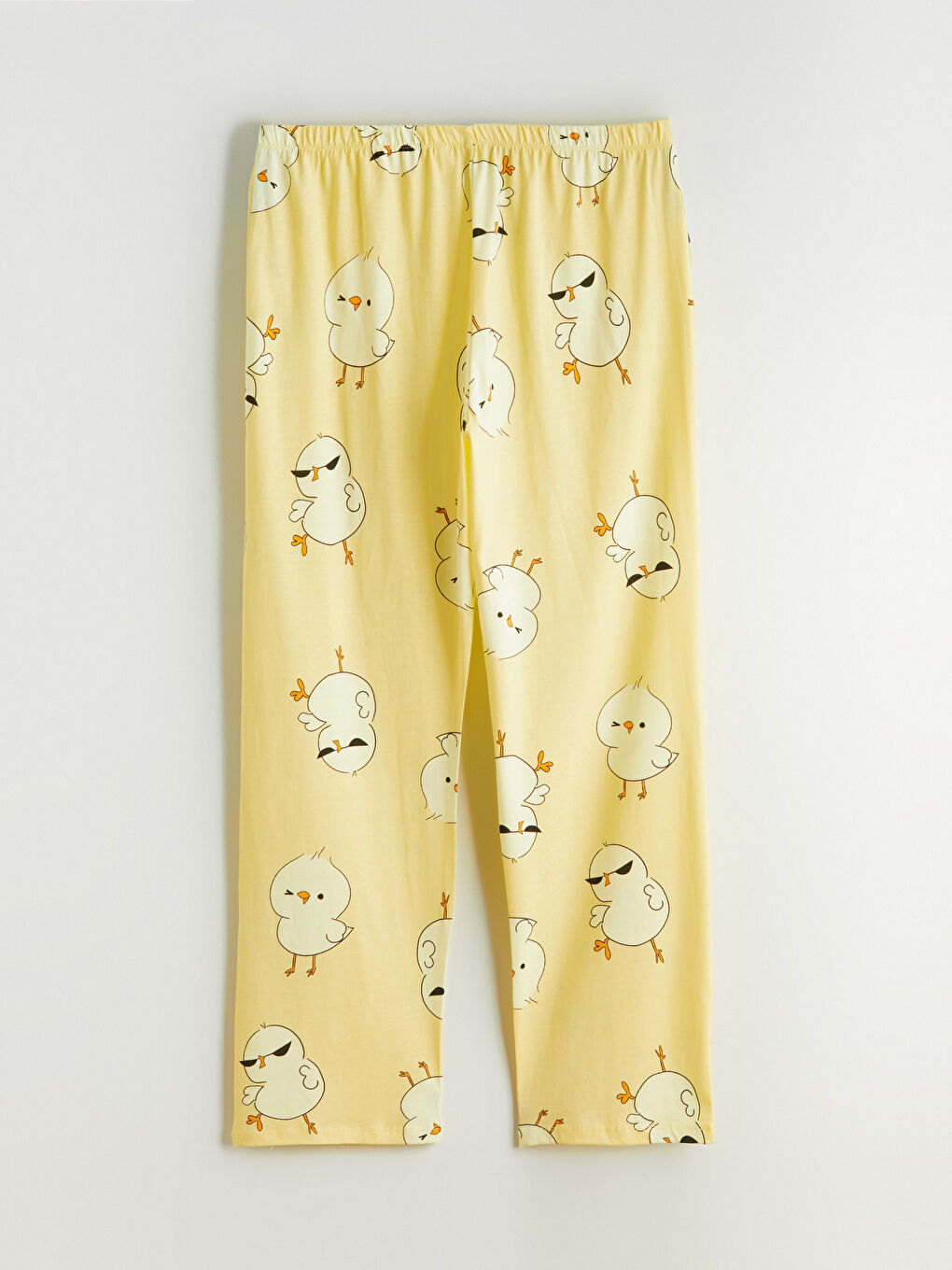 Sarı Büyük Beden Civciv Baskılı Kadın Pijama Takımı-6