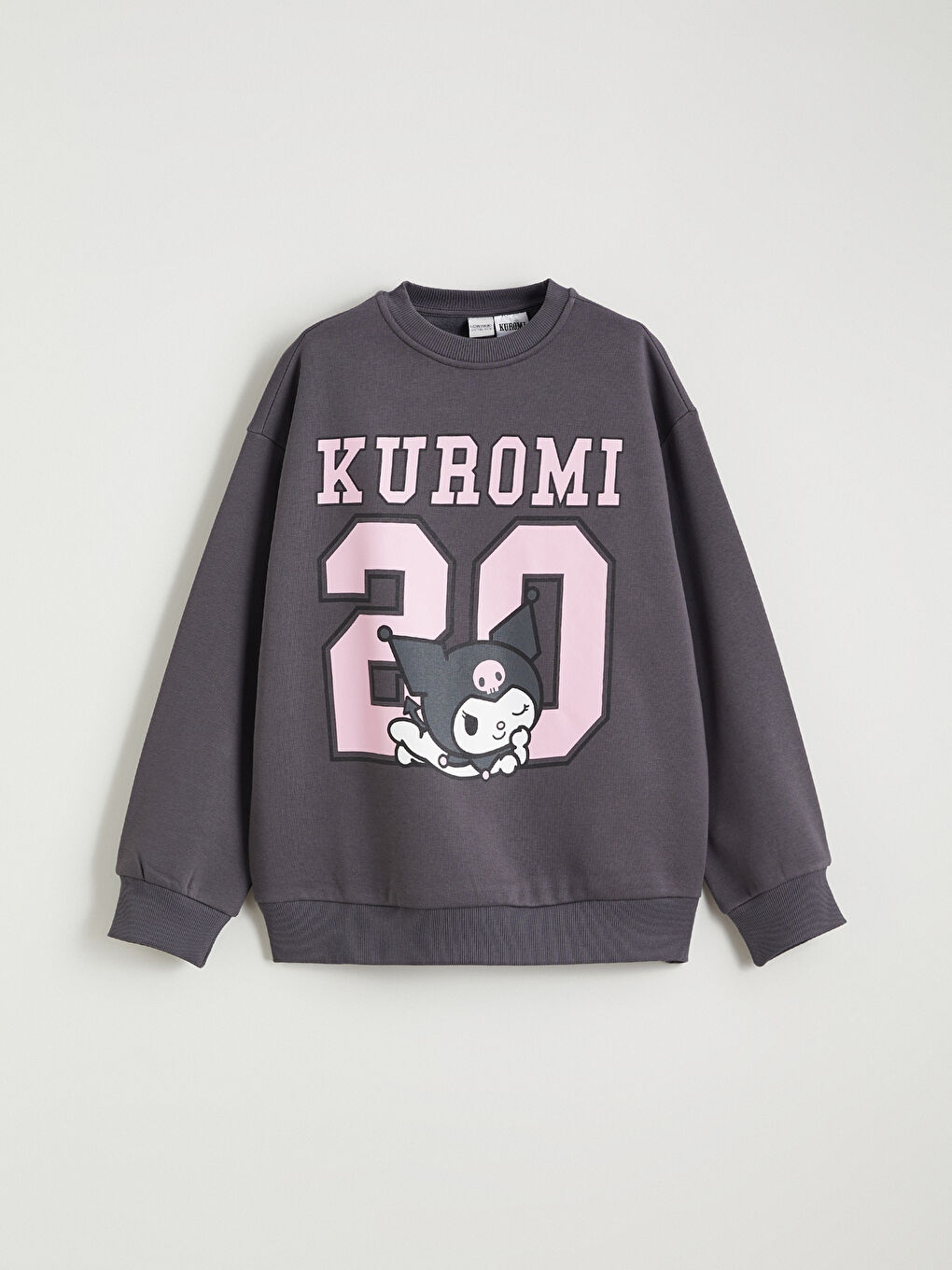 Gri Kuromi Baskılı Kız Çocuk Kalın Sweatshirt