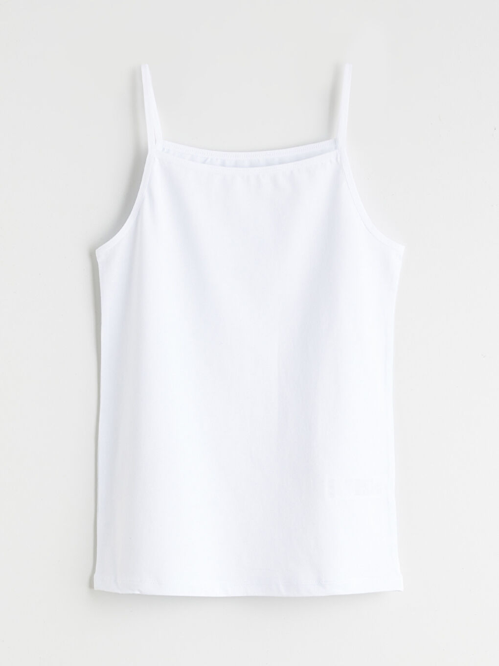 Beyaz Kare Yaka İp Askılı Kız Çocuk Atlet
