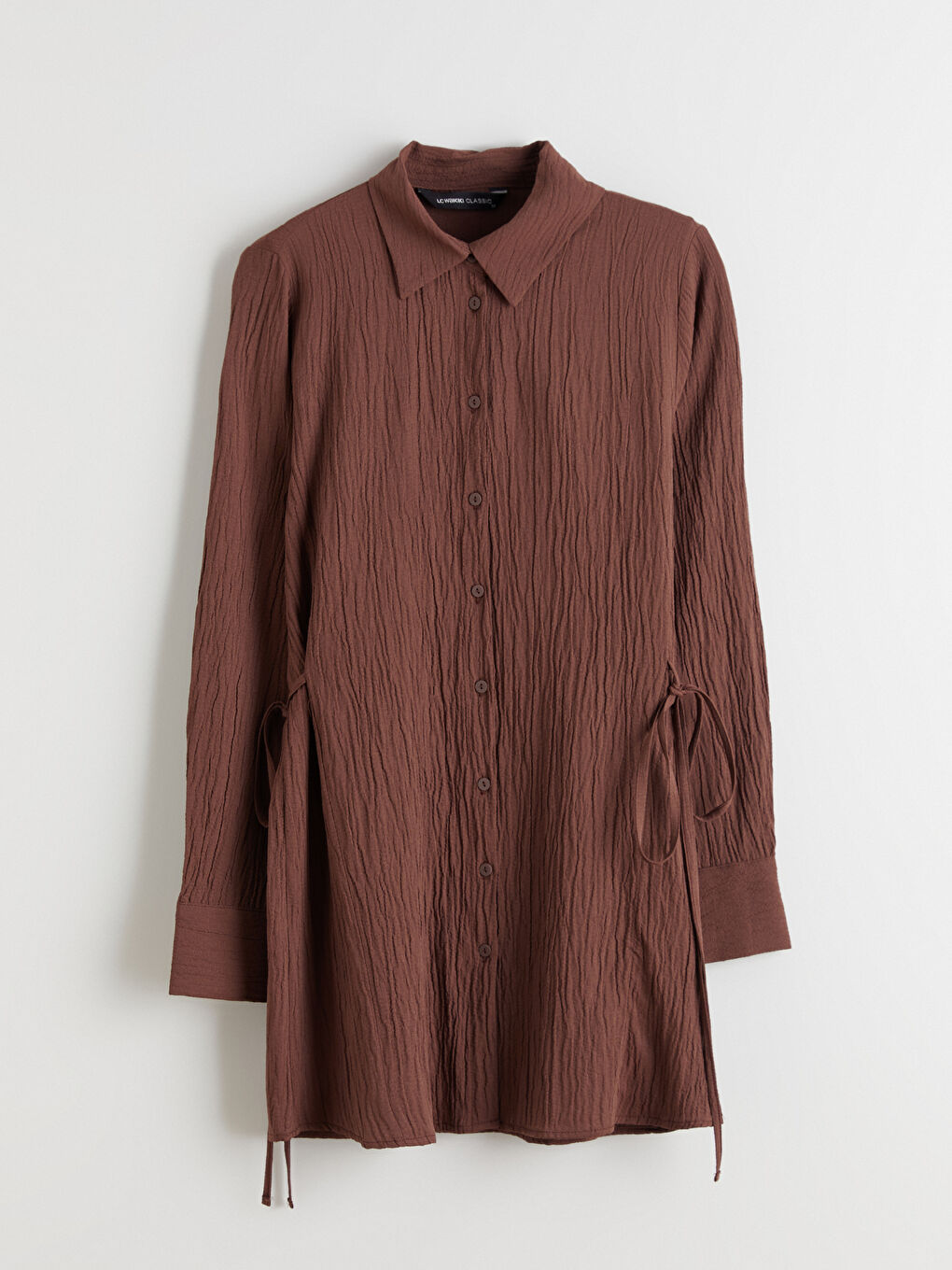 Kahverengi Dokulu Kadın Gömlek Tunik-4