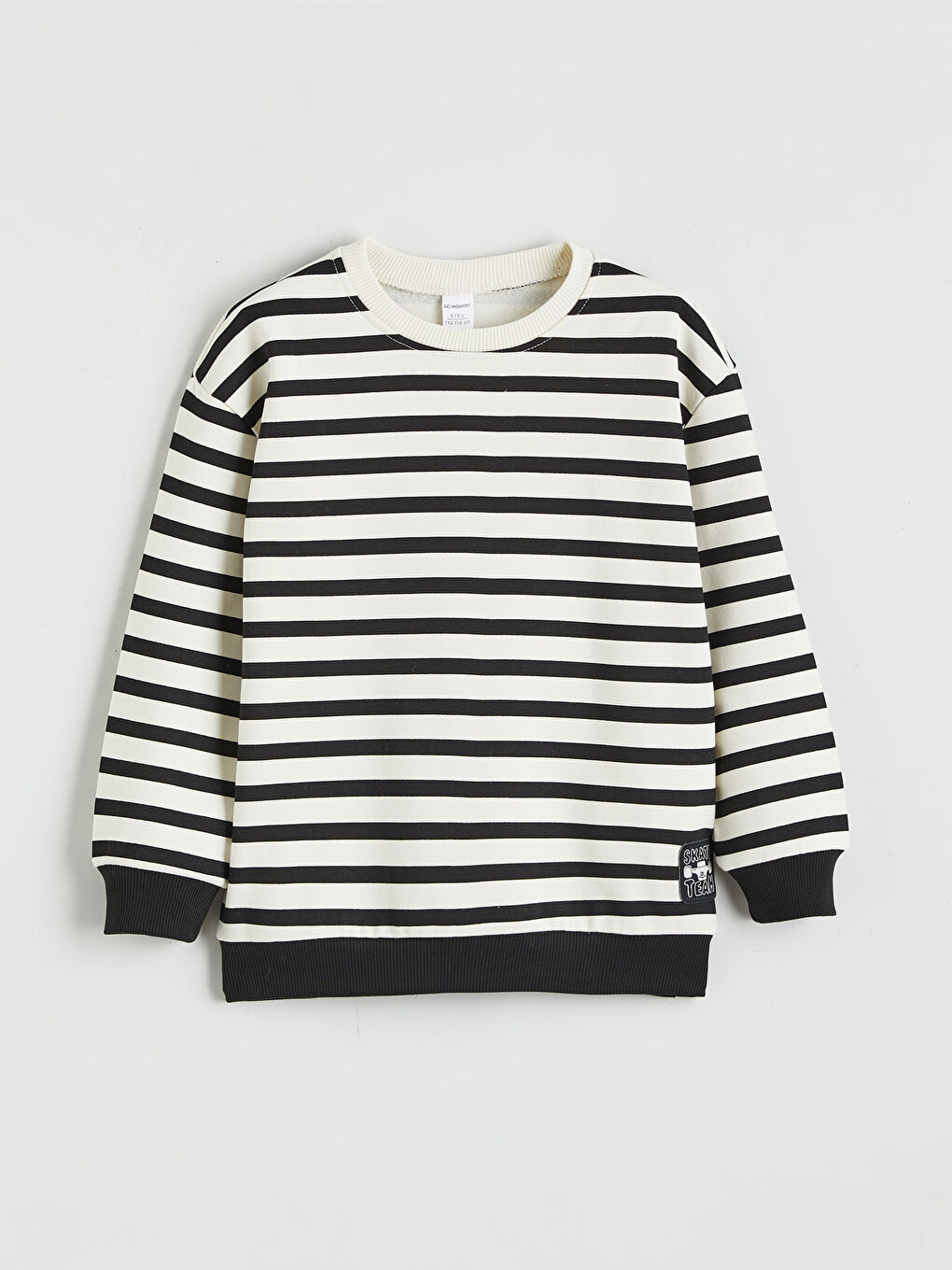 Bej Bisiklet Yaka Çizgili Erkek Çocuk Sweatshirt