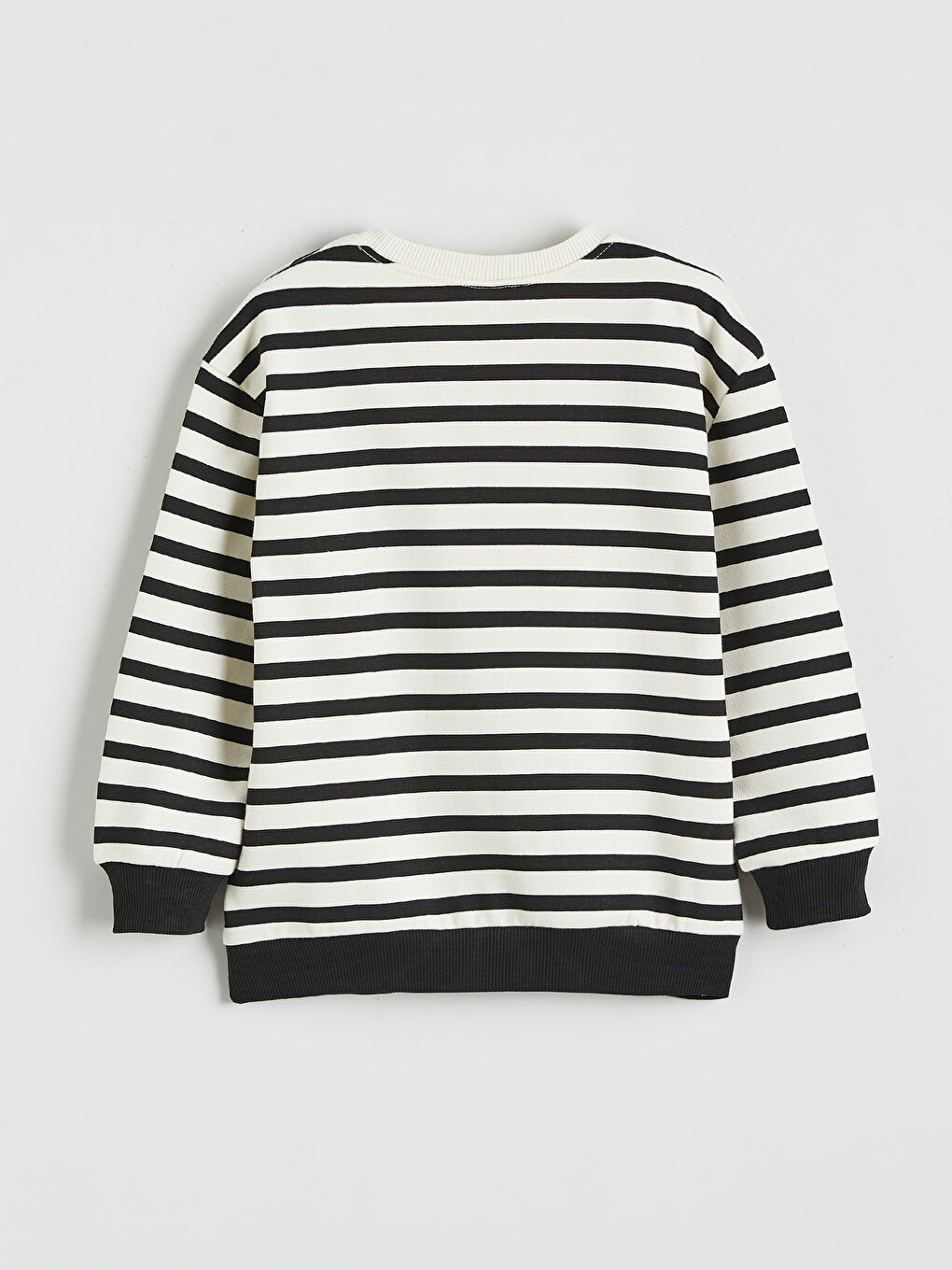 Bej Bisiklet Yaka Çizgili Erkek Çocuk Sweatshirt-1