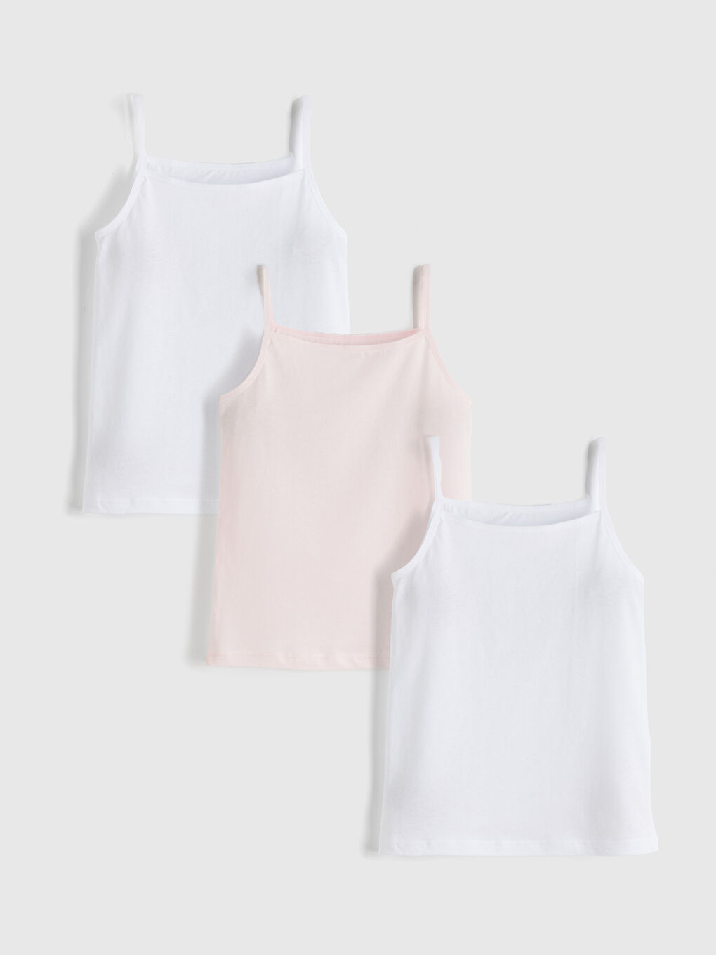 Beyaz Kare Yaka Kız Çocuk Atlet 3'lü