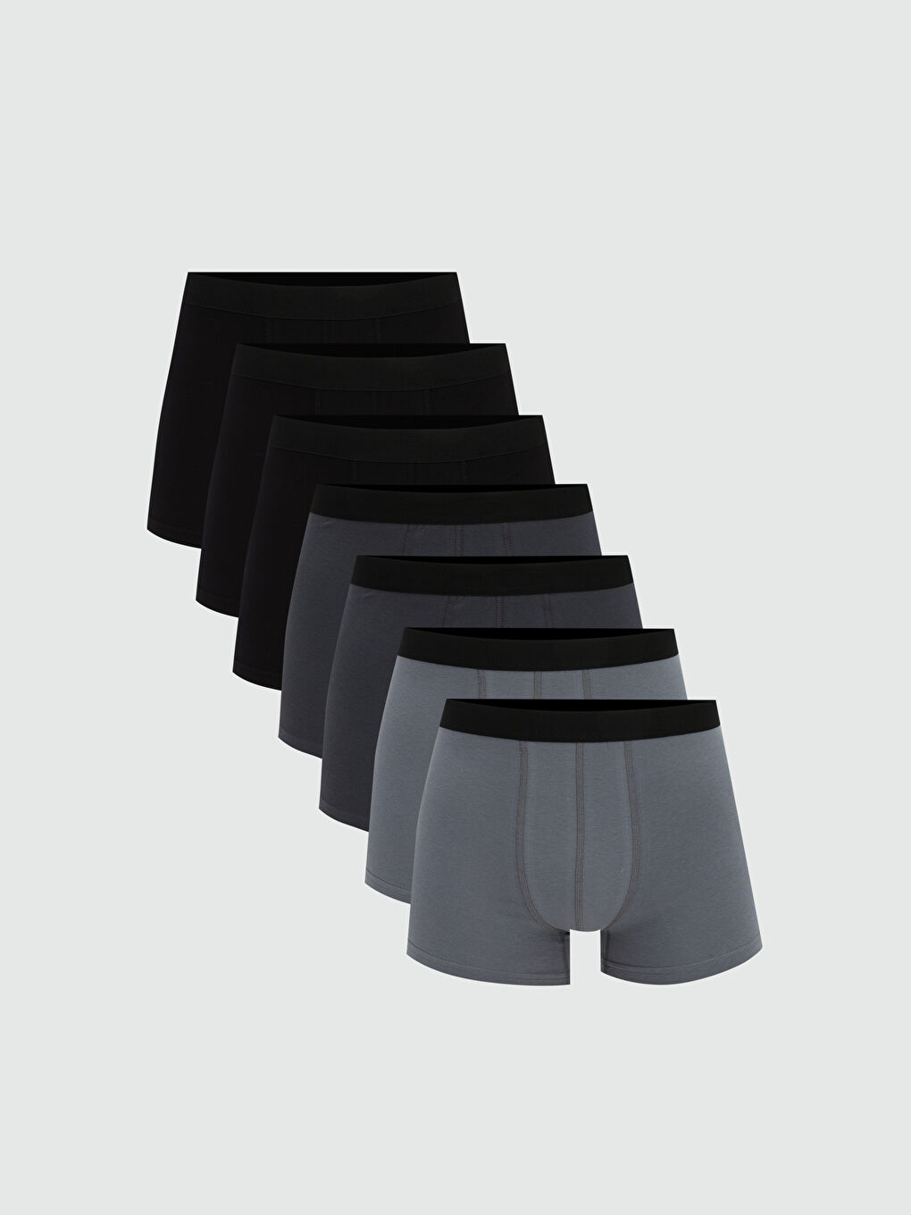 Gri Standart Kalıp Pamuklu Esnek Erkek Boxer 7'li
