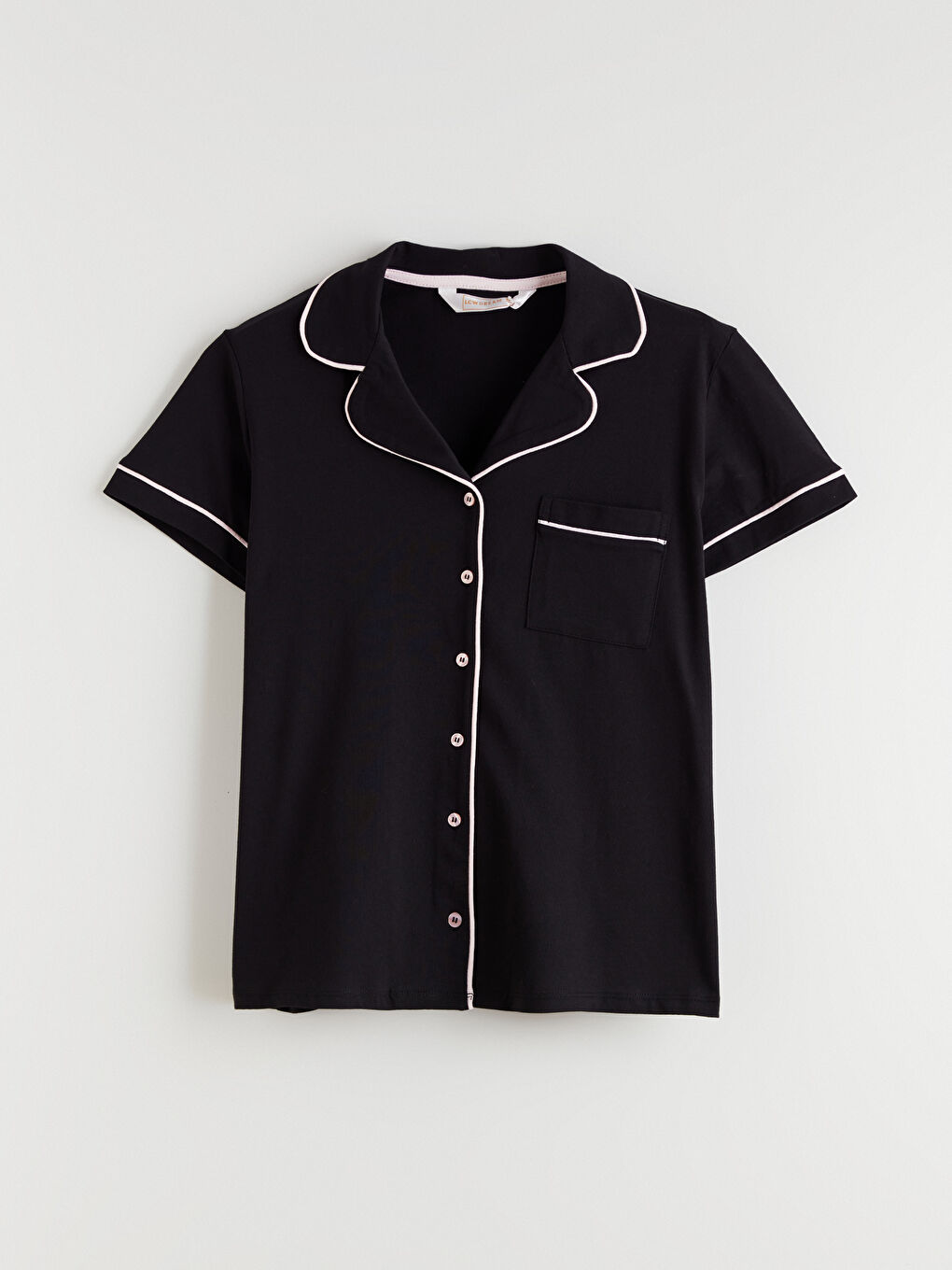 Siyah Gömlek Yaka Kadın Pijama Takımı-5