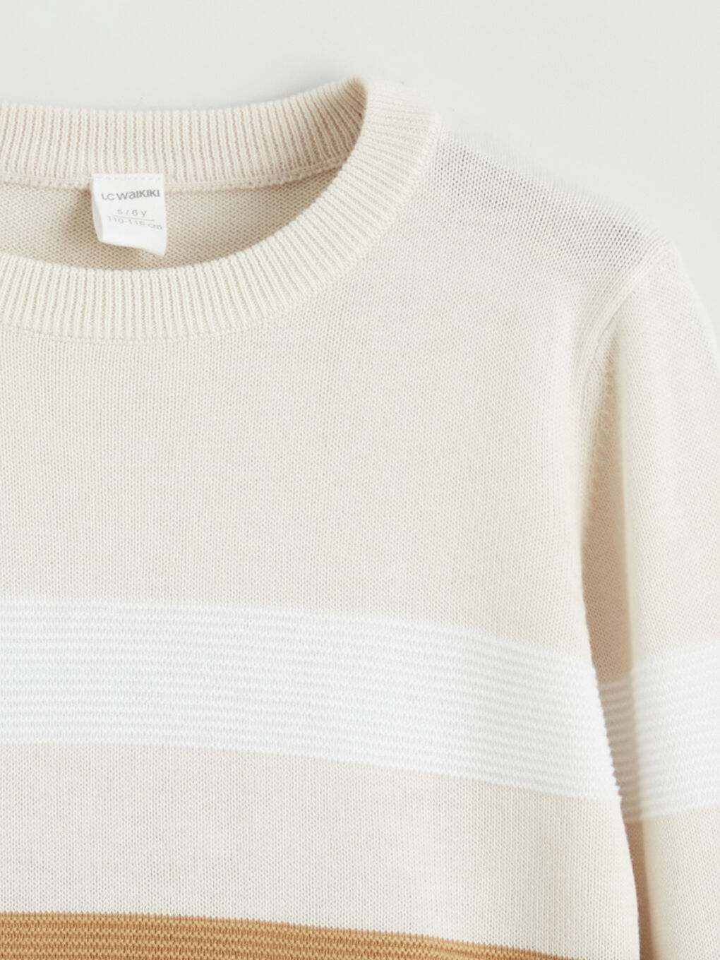 Pulover Tricotat Vărgat Băieți cu Guler Rotund-1