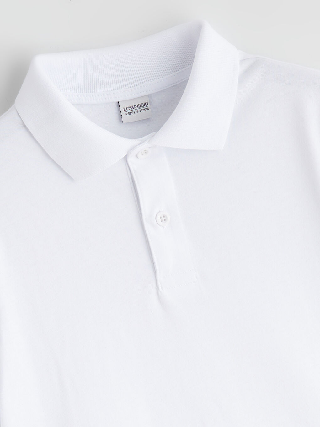 Beyaz Polo Yaka Erkek Çocuk Tişört-1