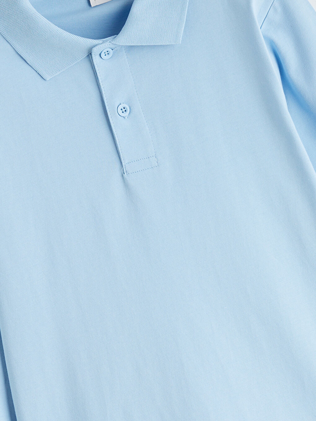 Mavi Polo Yaka Erkek Çocuk Tişört-1