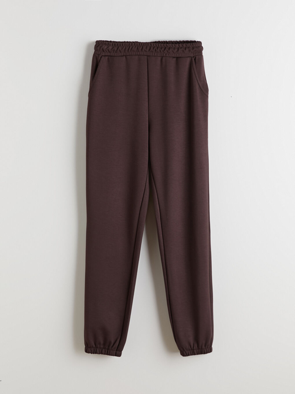 Kahverengi Beli Lastikli Kadın Jogger Eşofman Altı-6