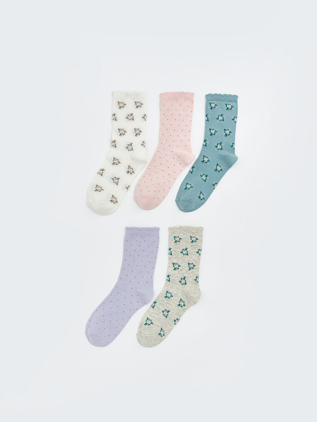 Ekru Desenli Kadın Soket Çorap 5'li