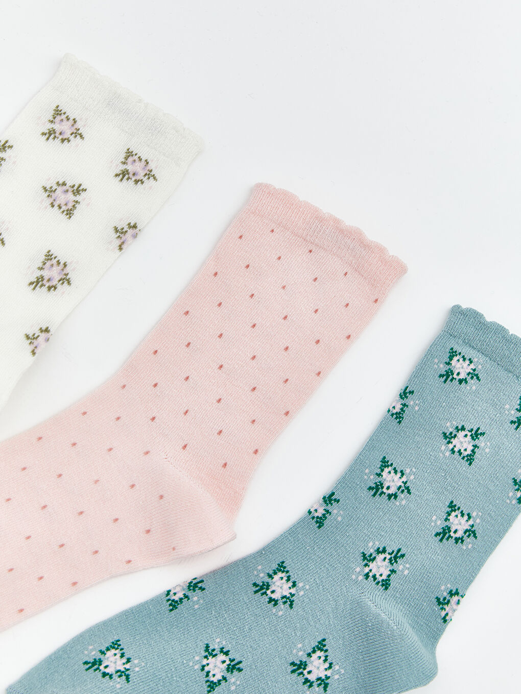 Ekru Desenli Kadın Soket Çorap 5'li-1