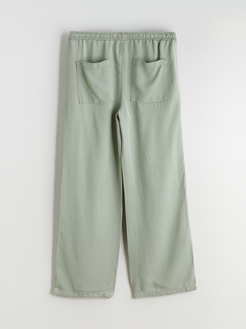 Haki Beli Lastikli Geniş Paça Kadın Pantolon-5