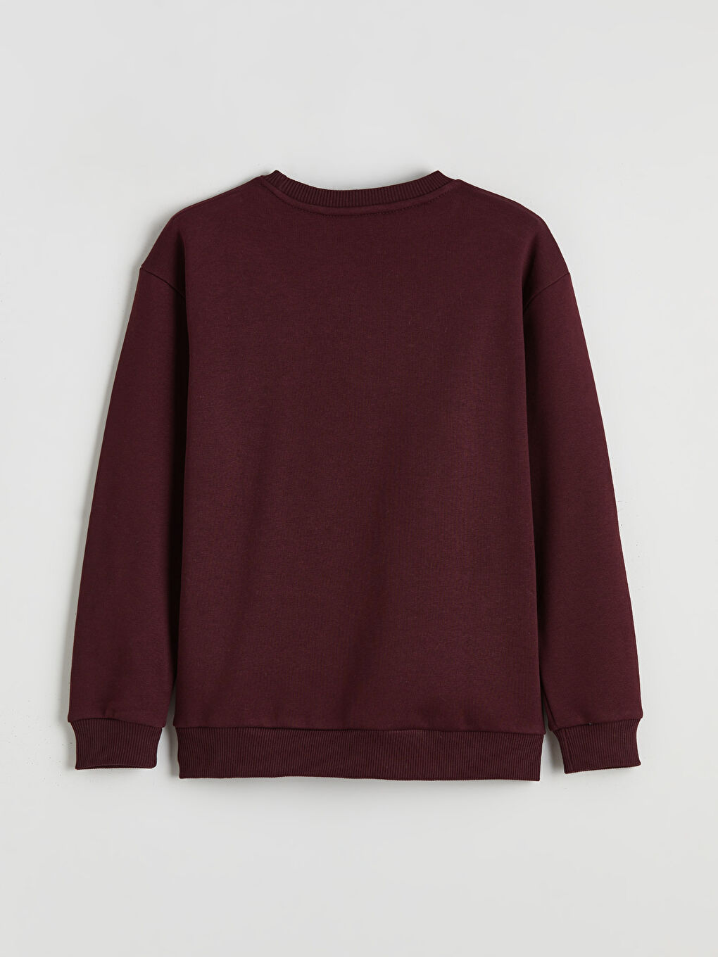 Bordo Bisiklet Yaka Ayı Teddy Baskılı Erkek Çocuk Kalın Sweatshirt-1