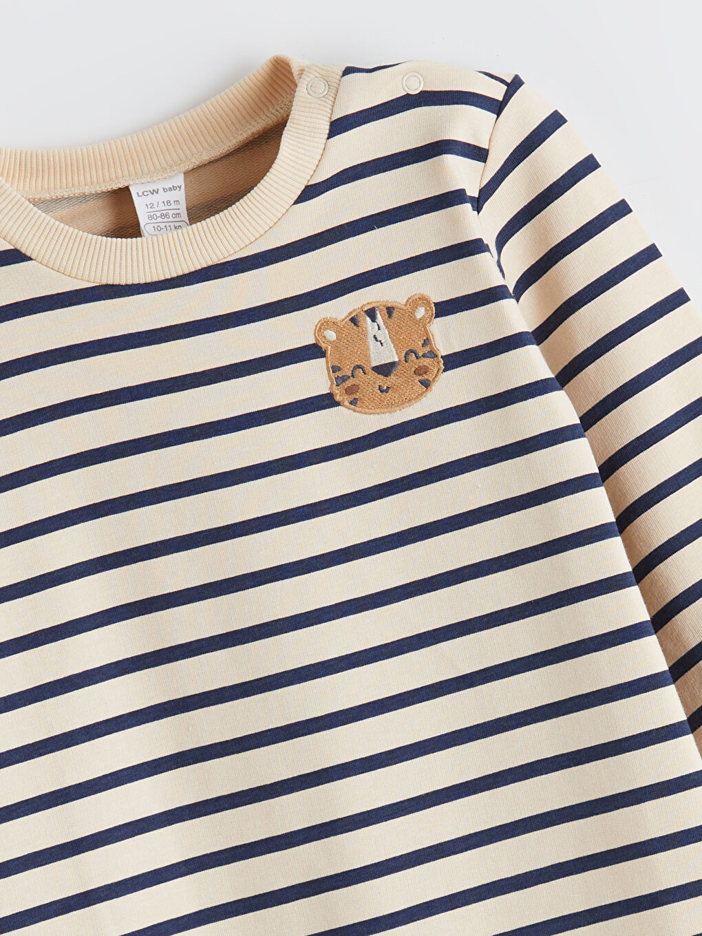 Bej Bisiklet Yaka Çizgili Erkek Bebek Tulum-1