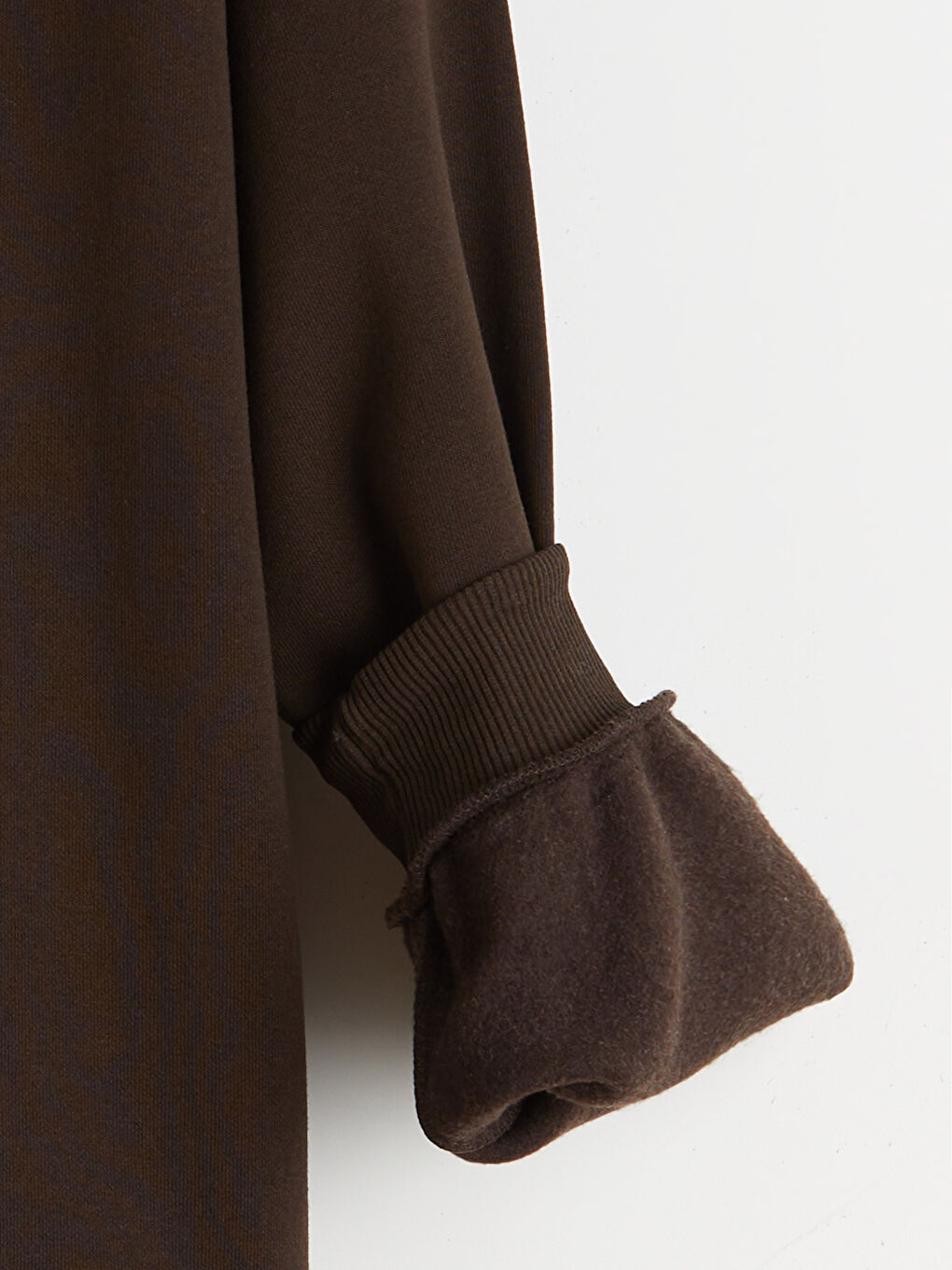 Kahverengi Bisiklet Yaka Kadın Kalın Sweatshirt-5