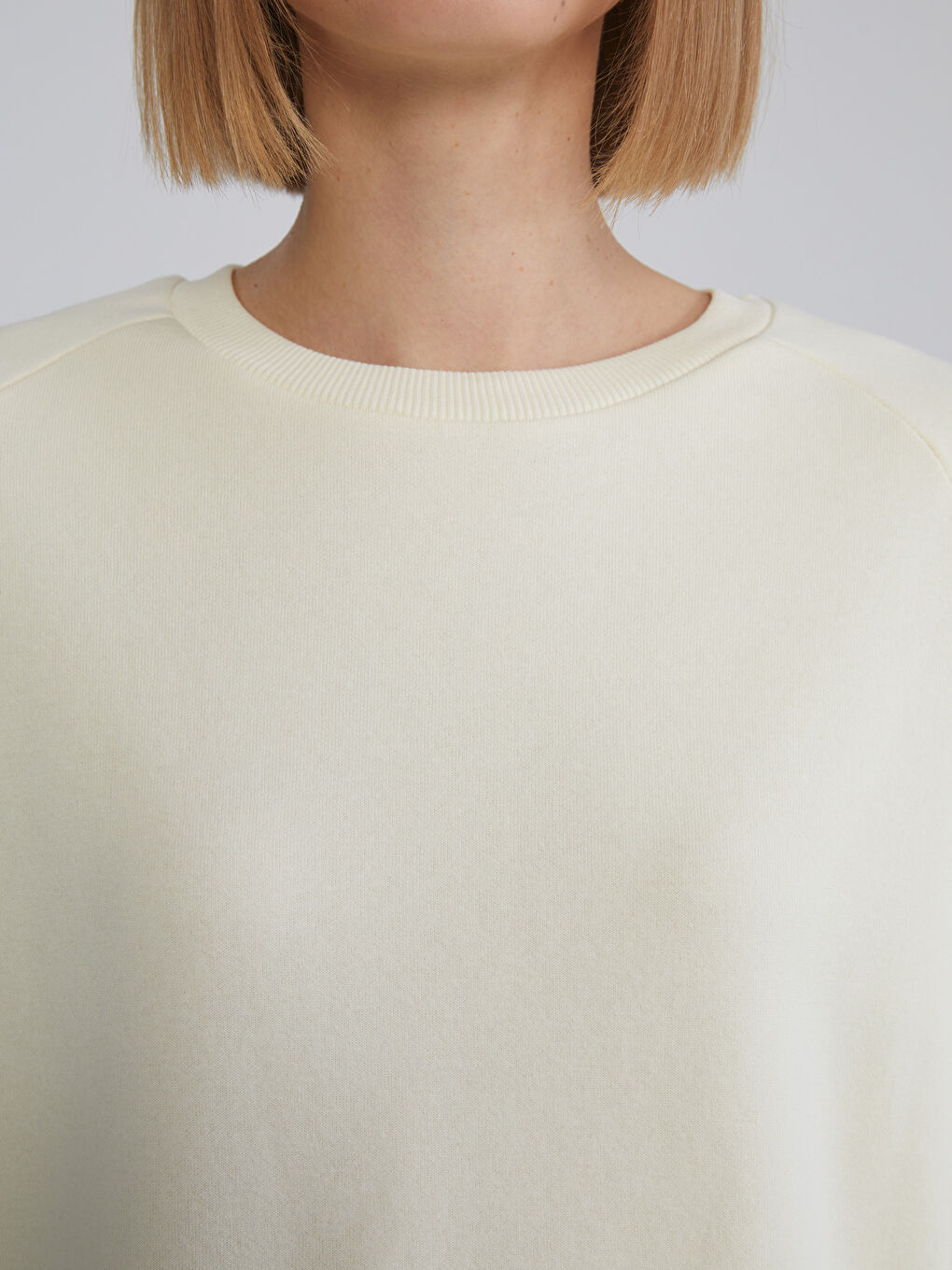 Sarı Bisiklet Yaka Kadın Kalın Sweatshirt-2