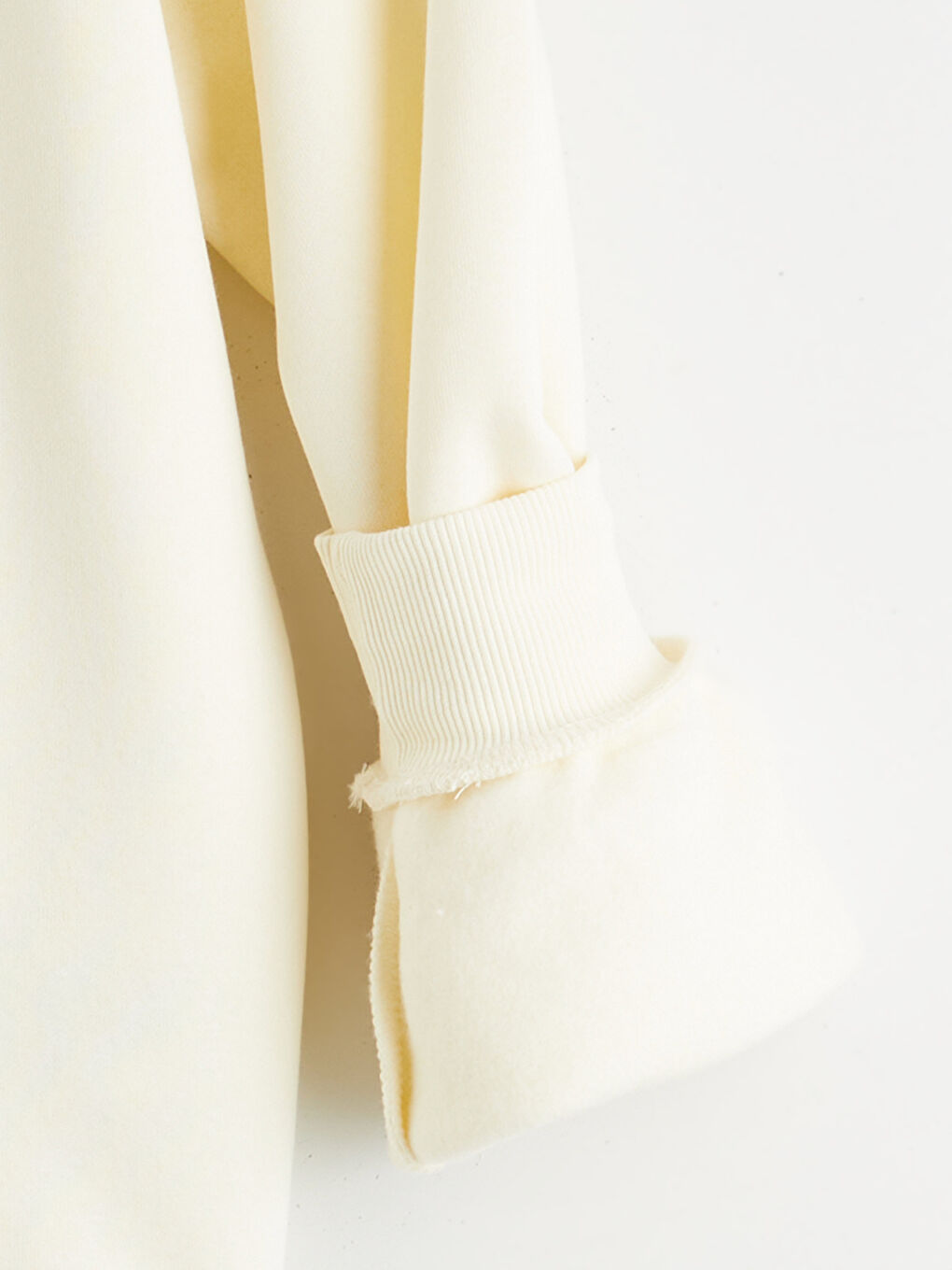 Sarı Bisiklet Yaka Kadın Kalın Sweatshirt-5