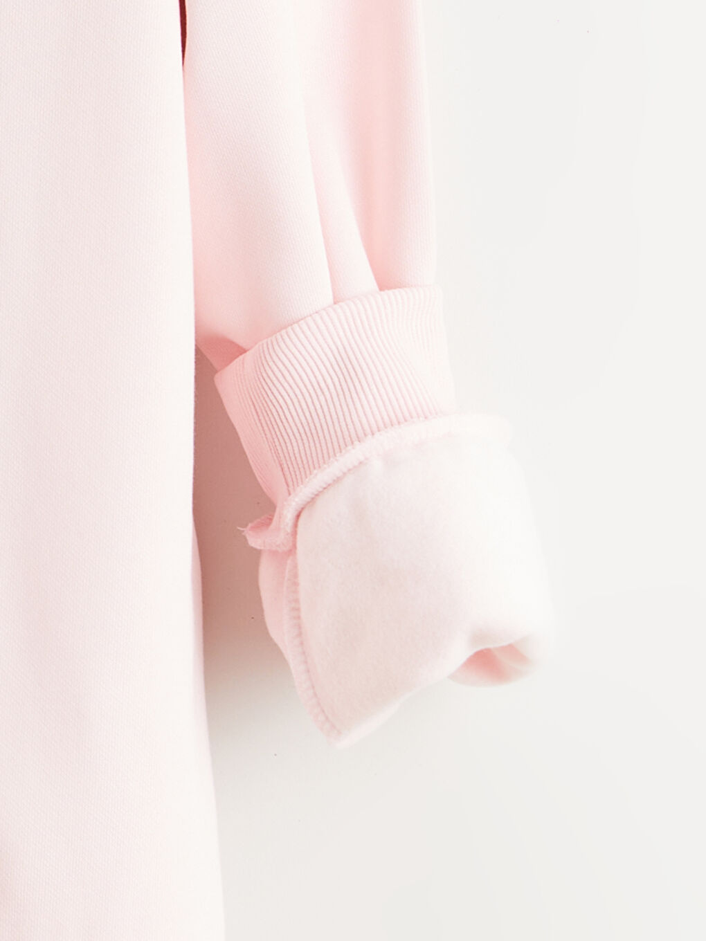 Pembe Bisiklet Yaka Kadın Kalın Sweatshirt-5