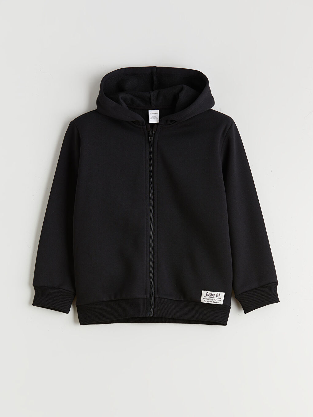 Siyah Kapüşonlu Erkek Çocuk Fermuarlı Sweatshirt-2