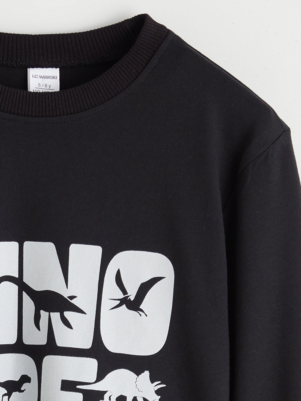 Siyah Dinozor Baskılı Erkek Çocuk Tişört-1