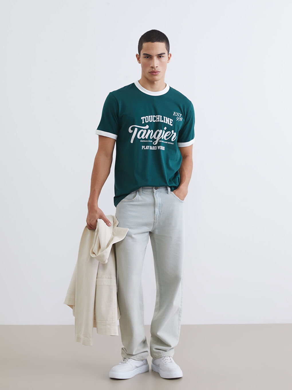 T-shirt en Jersey Imprimé à Col Rond pour Hommes-1