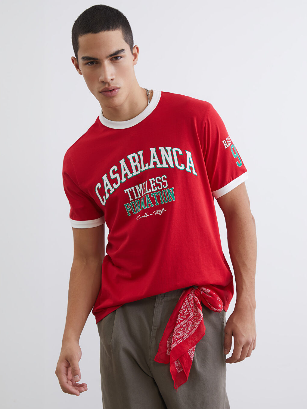 Crew Neck Casablanca Printed Knitted Men's T-Shirt